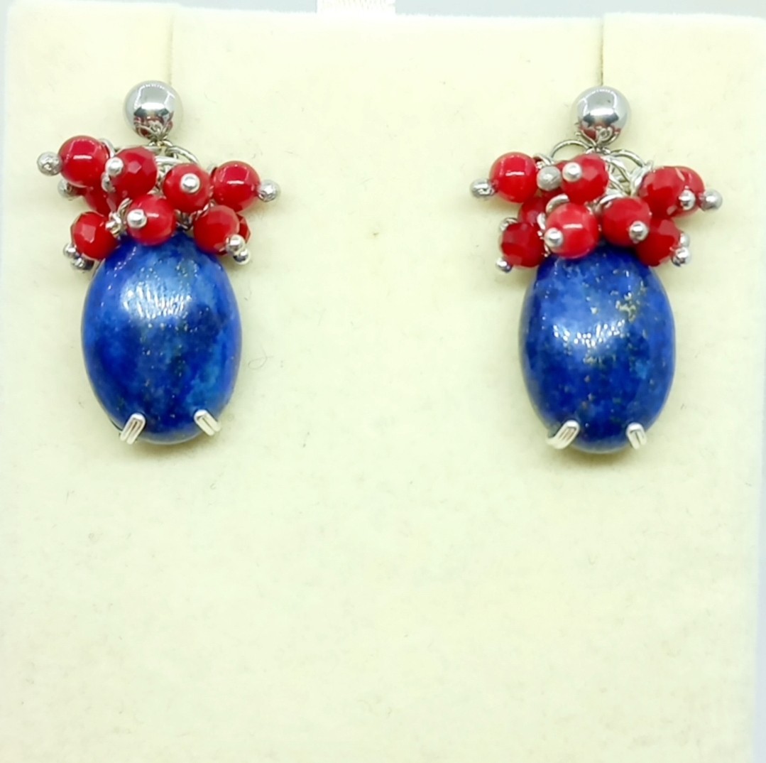 Sibelce 1902 Lapis Mercan El Yapımı Küpe