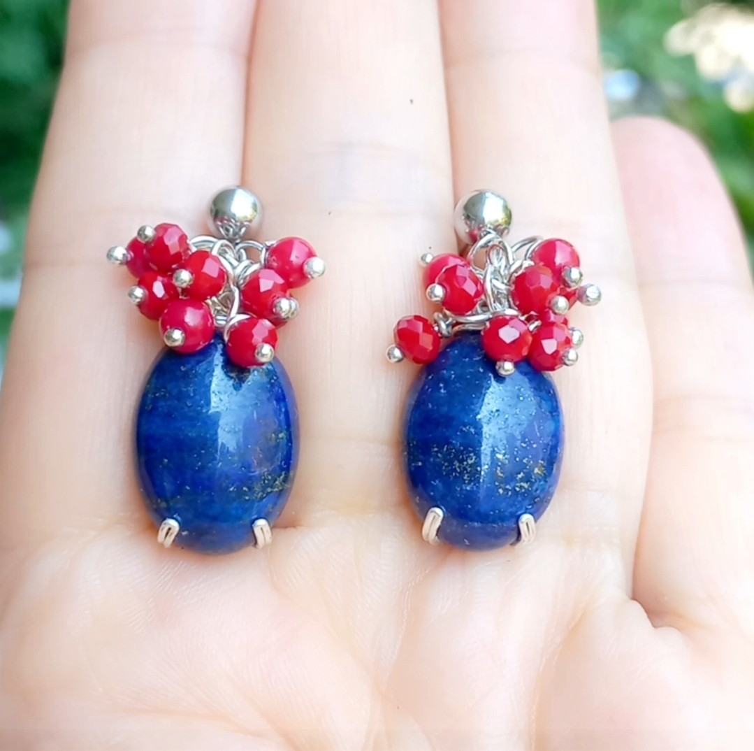 Sibelce 1902 Lapis Mercan El Yapımı Küpe