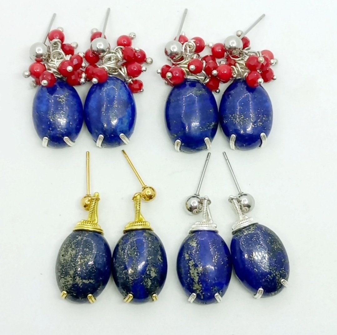 Sibelce 1902 Lapis Mercan El Yapımı Küpe