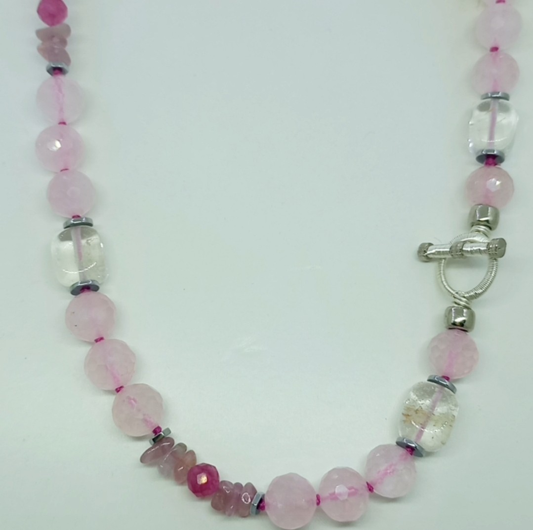 Sibelce 1900 Pembe Kuvars El Yapımı Kolye