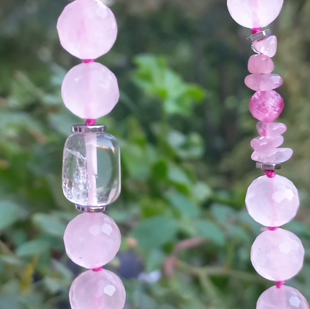 Sibelce 1900 Pembe Kuvars El Yapımı Kolye