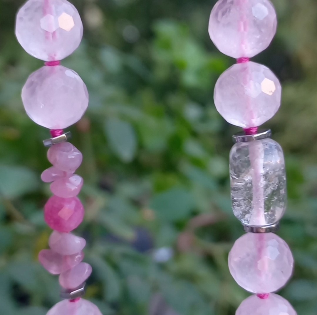 Sibelce 1900 Pembe Kuvars El Yapımı Kolye