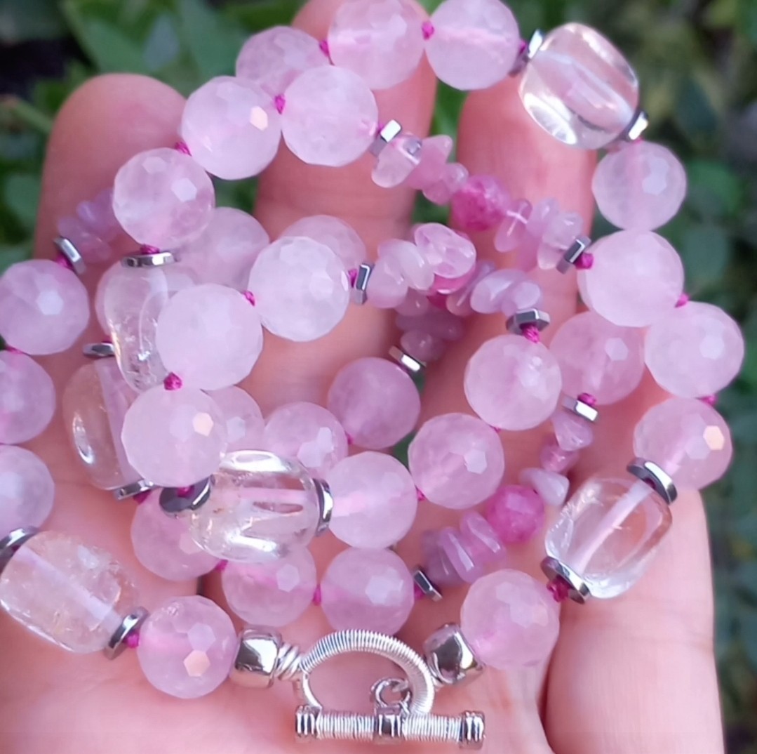 Sibelce 1900 Pembe Kuvars El Yapımı Kolye