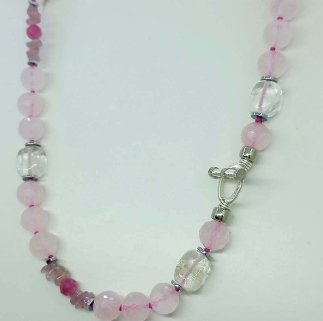 Sibelce 1900 Pembe Kuvars El Yapımı Kolye