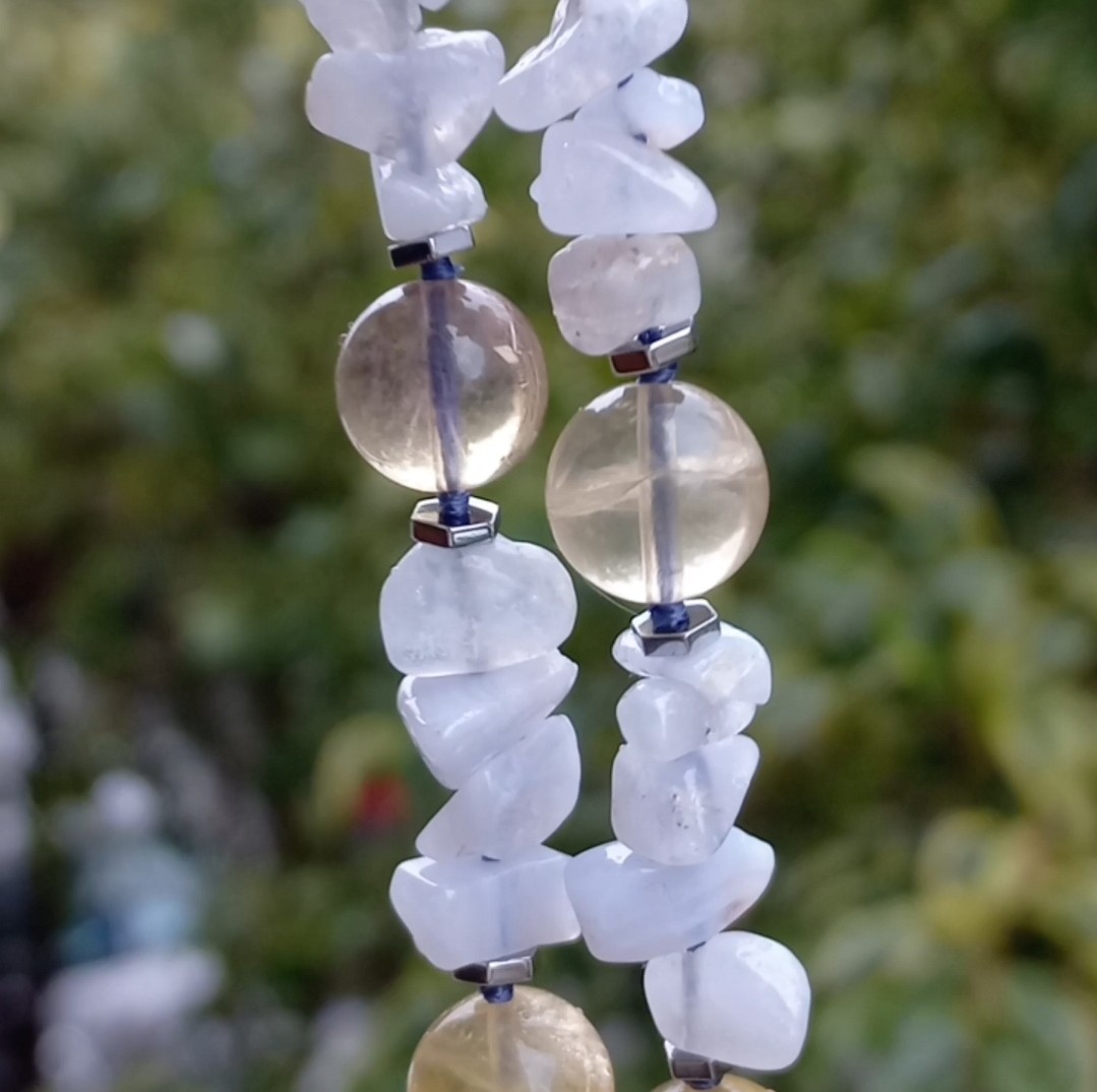 Sibelce 2088 Çubuk Akik dantel Akik Florit Sitrin El Yapımı Kolye