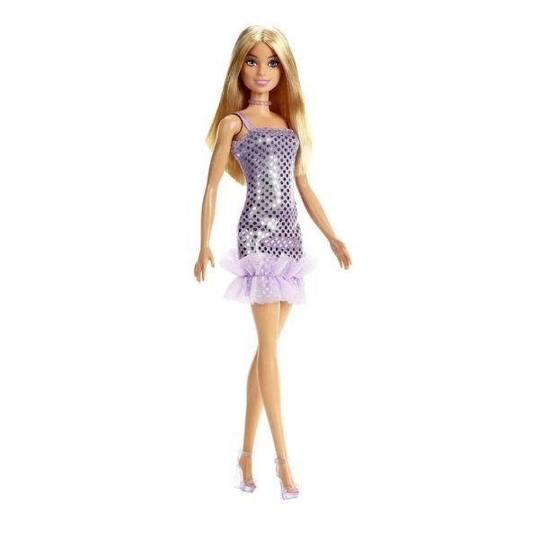 Barbie Pırıltılı Bebekler T7580-HJR93 Lila Elbiseli