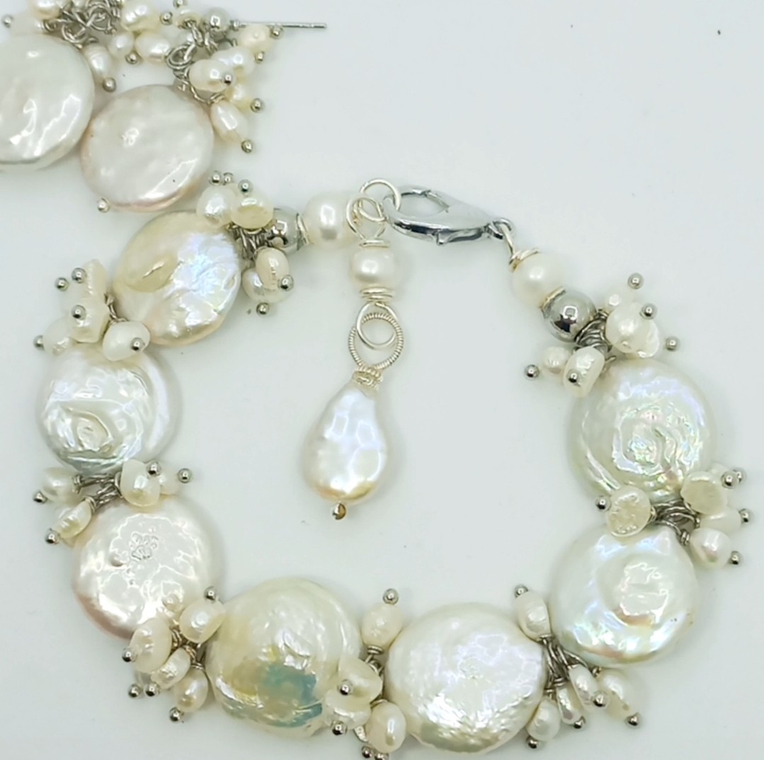 Sibelce 2096 Doğal Disk İnci El Yapımı Bileklik