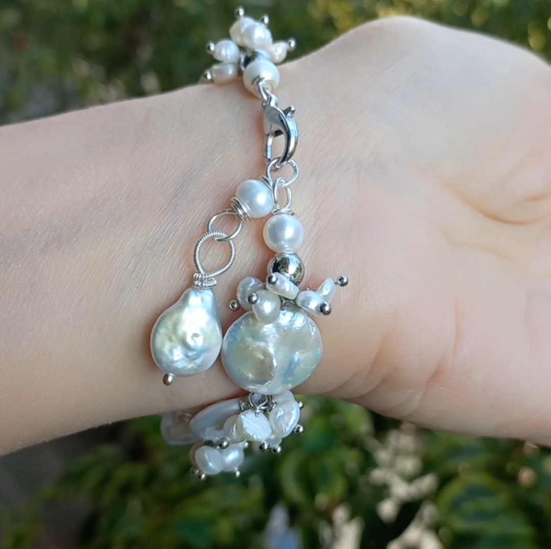 Sibelce 2096 Doğal Disk İnci El Yapımı Bileklik