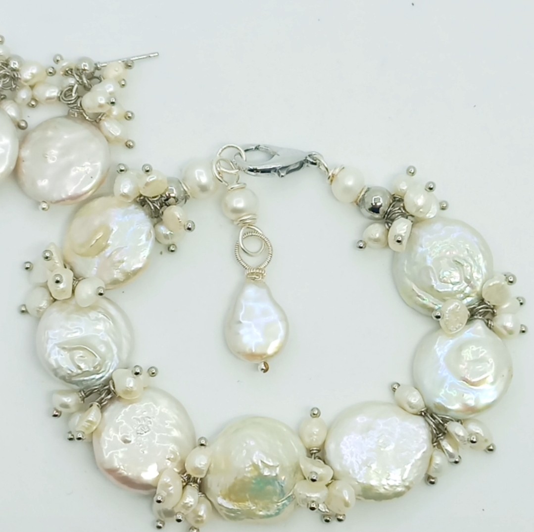 Sibelce 2096 Doğal Disk İnci El Yapımı Bileklik