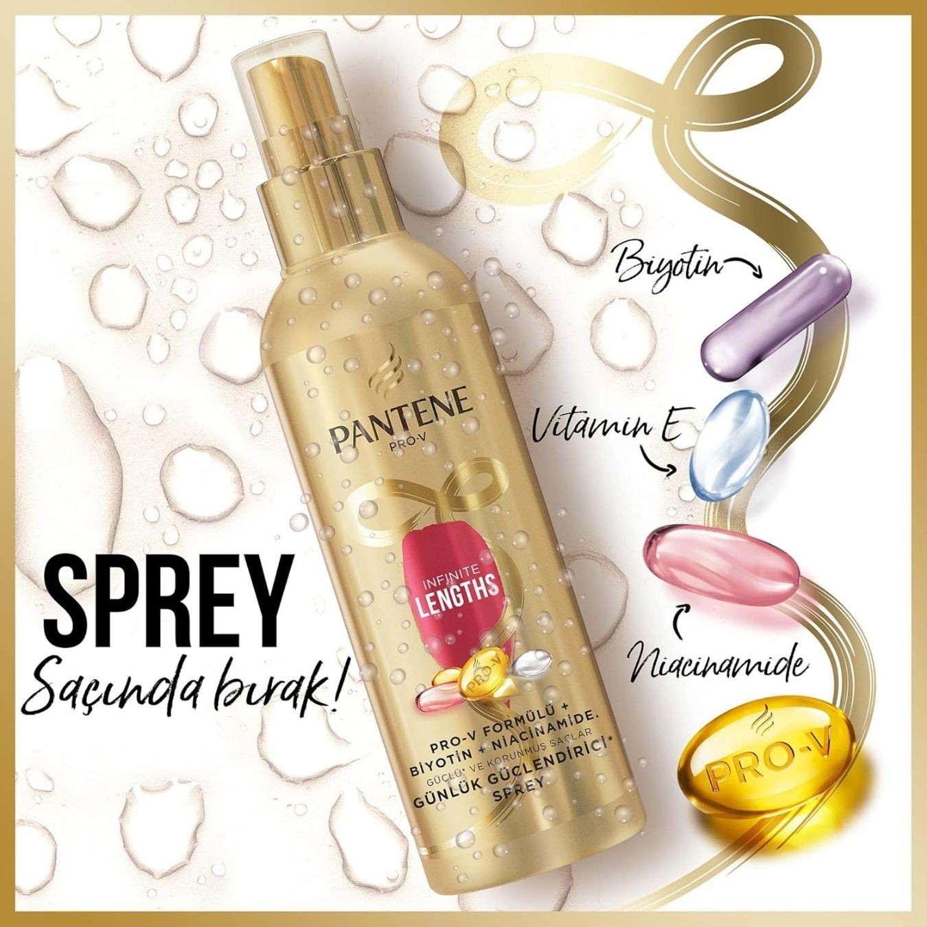 PANTENE Infinite Lengths Günlük Güçlendirici Saç Spreyi 200 ml