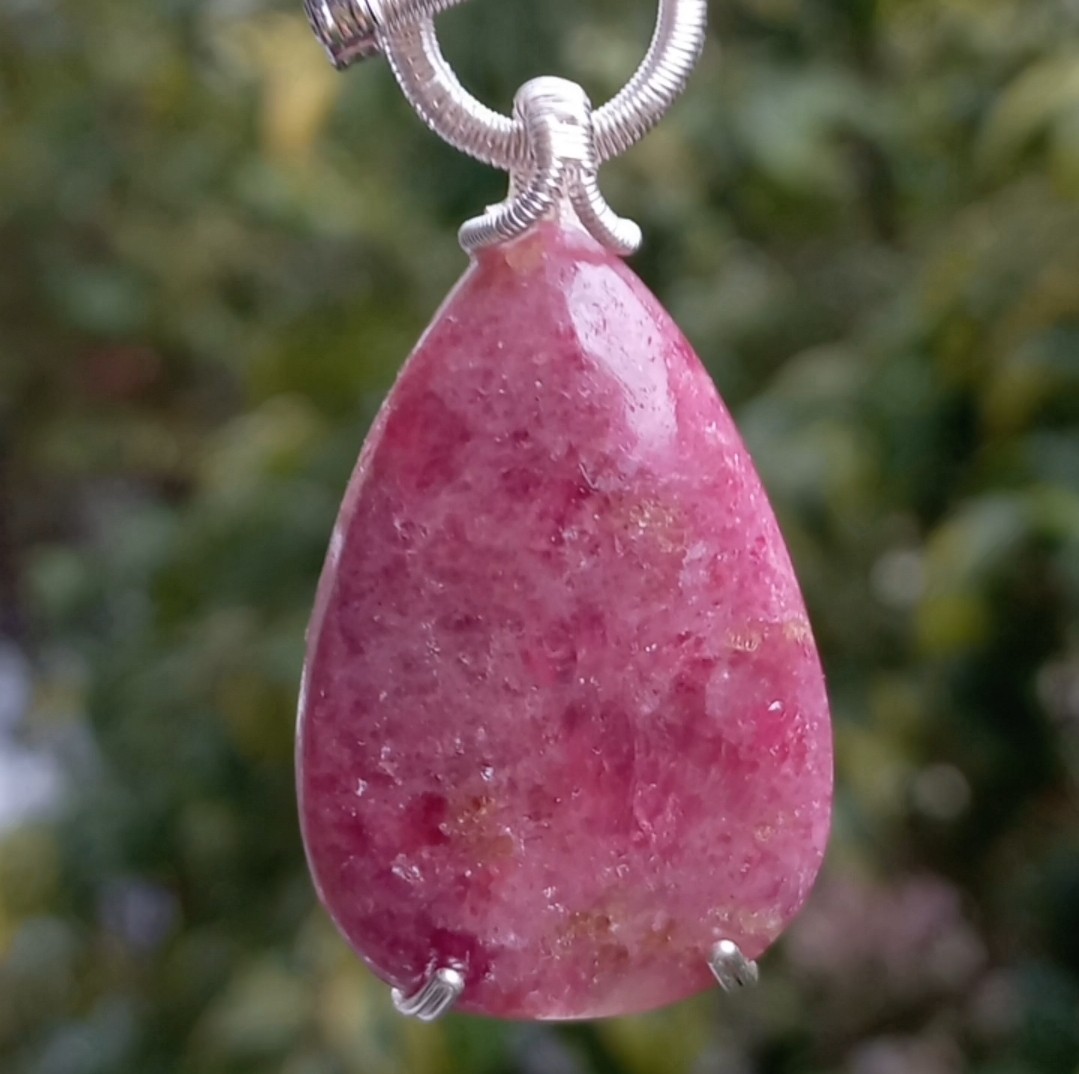 Sibelce 2100 Rodonit Gül Kuvars Doğal İnci El Yapımı Kolye