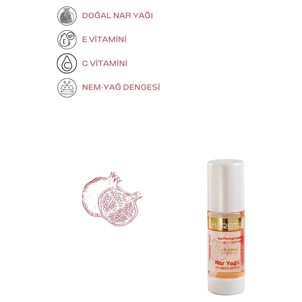 Harems Nar Yağlı Cilt Bakım Serumu 100 ml