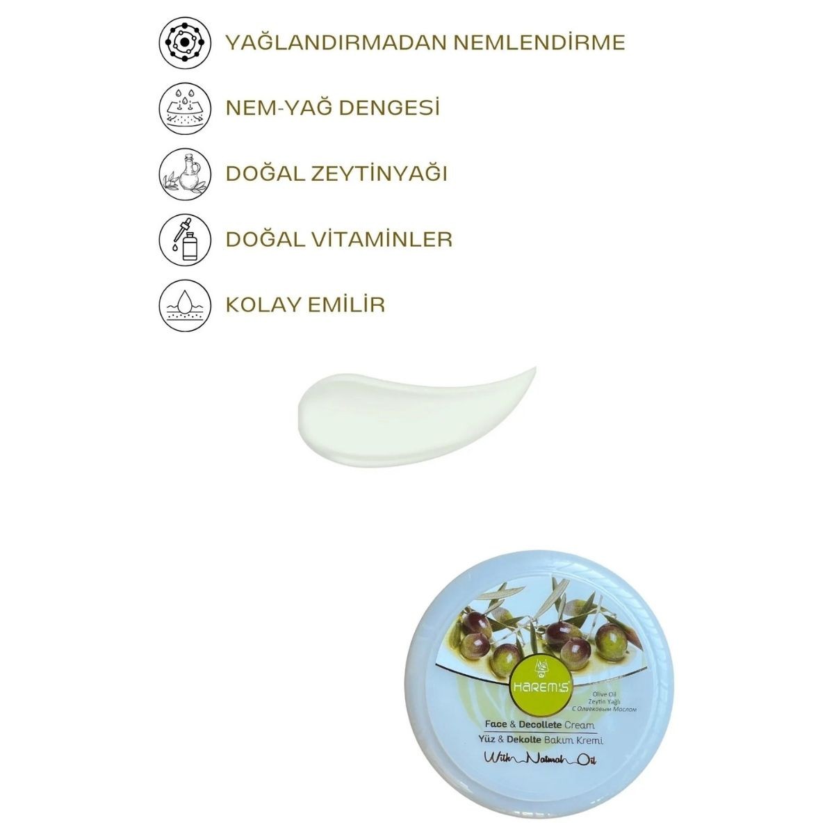 Harems Zeytinyağlı Cilt Bakım Kremi 125 ml