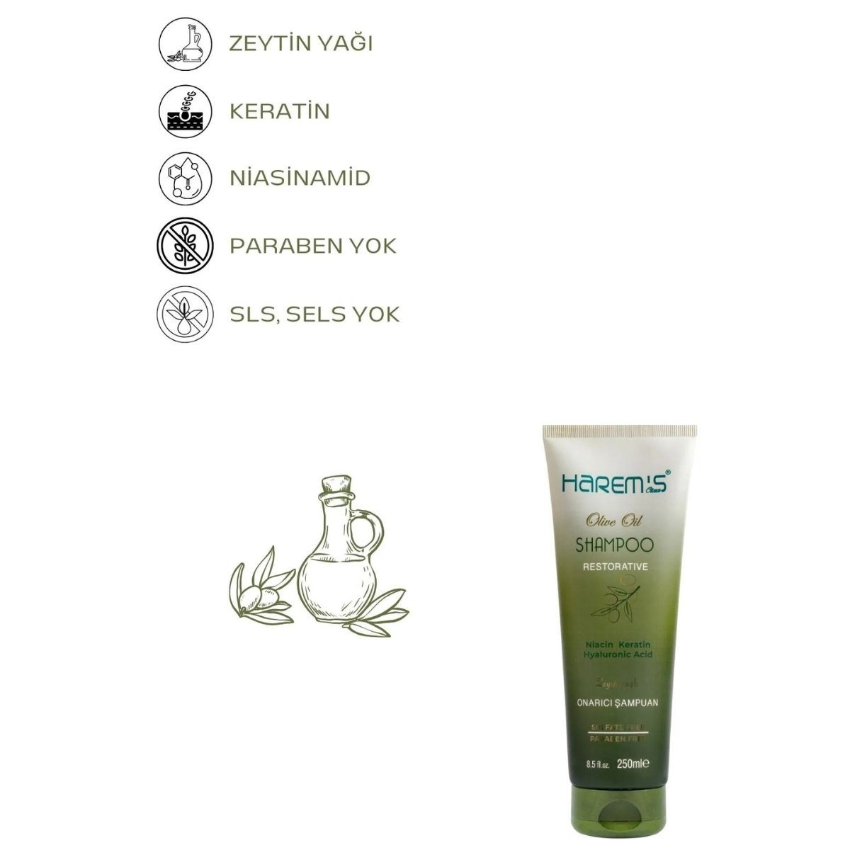 Harems Onarıcı Zeytinyağlı Şampuan 250 ml