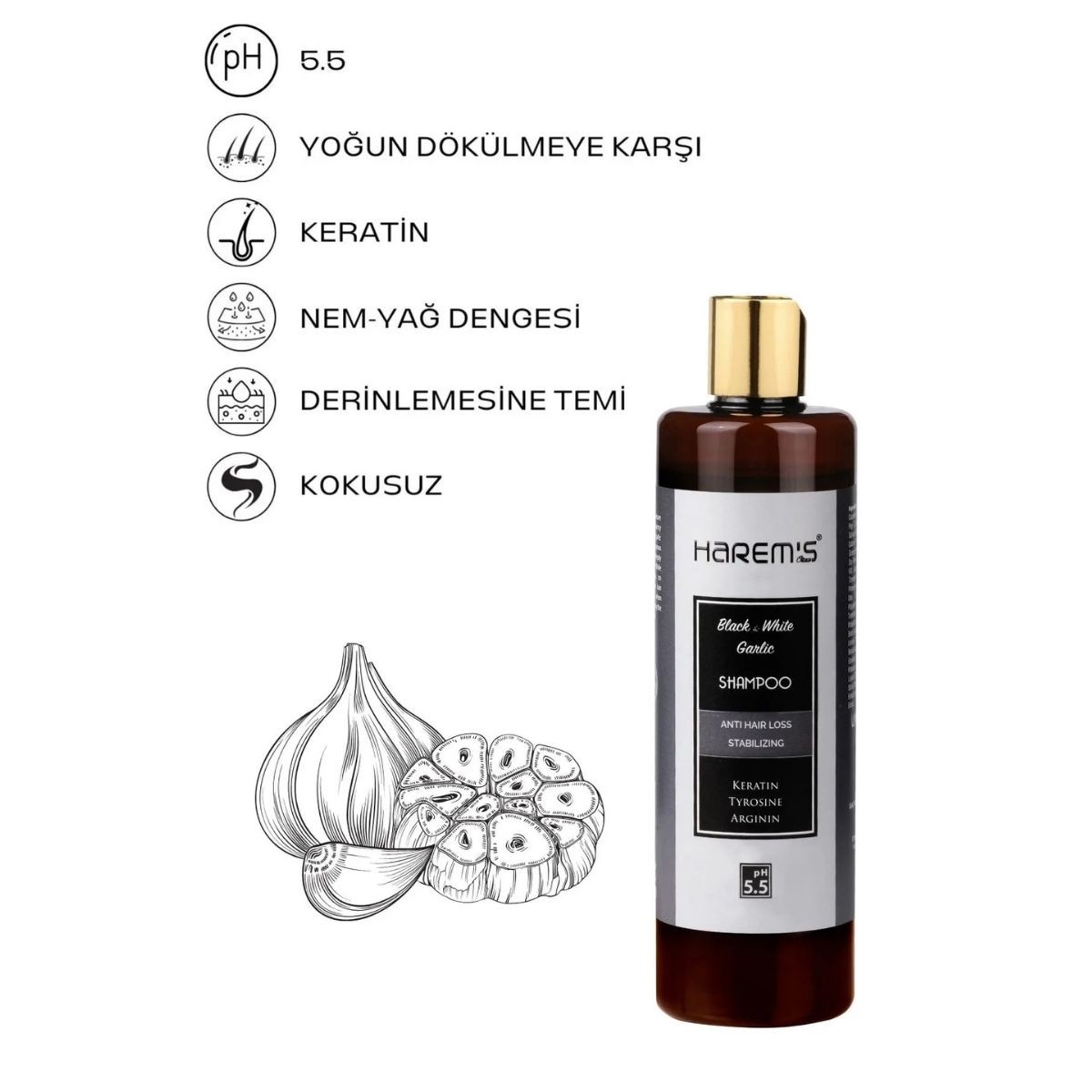 Harems Siyah & Beyaz Sarımsak Şampuan 350 ml