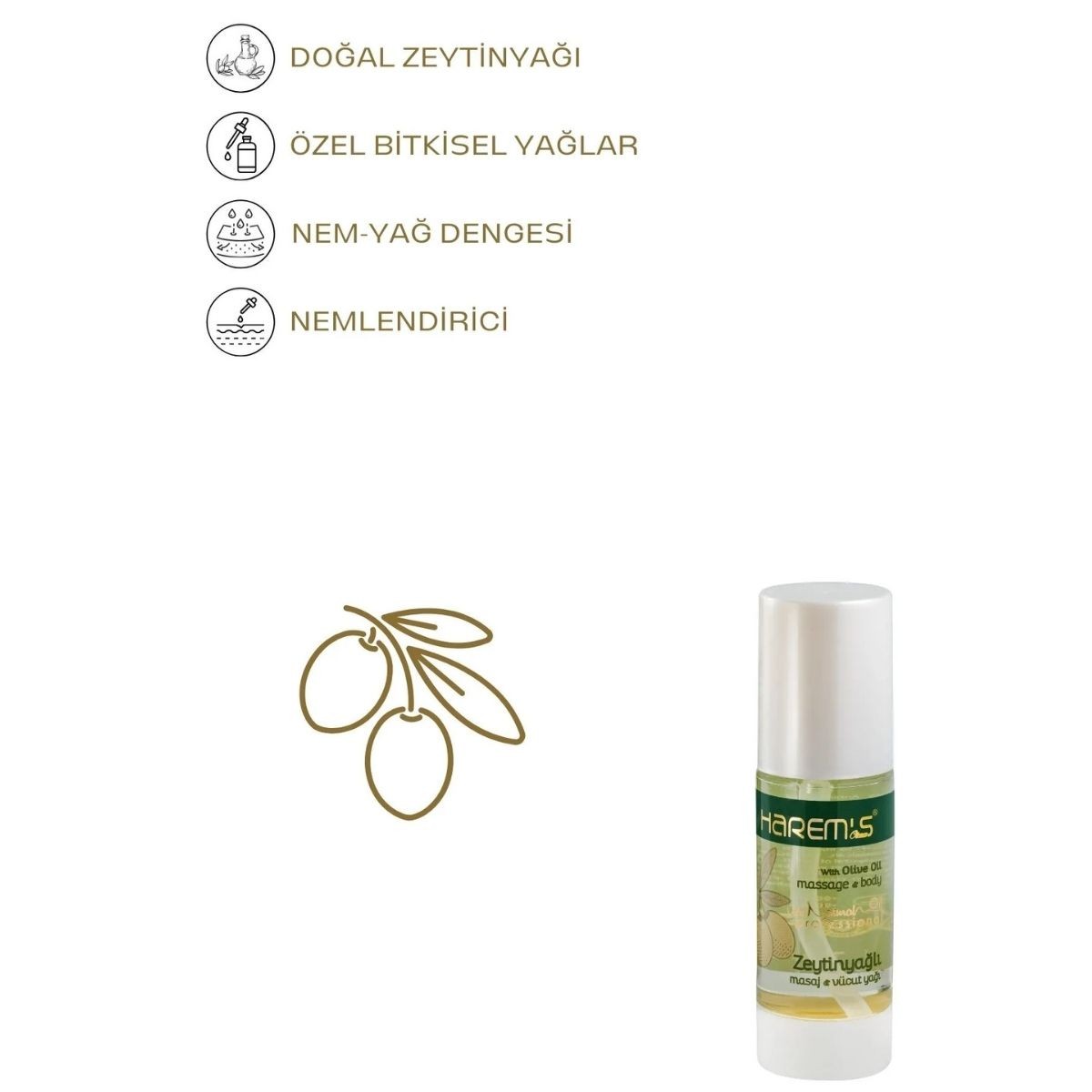 Harems Zeytinyağlı Bitkisel Masaj Yağı 100 ml
