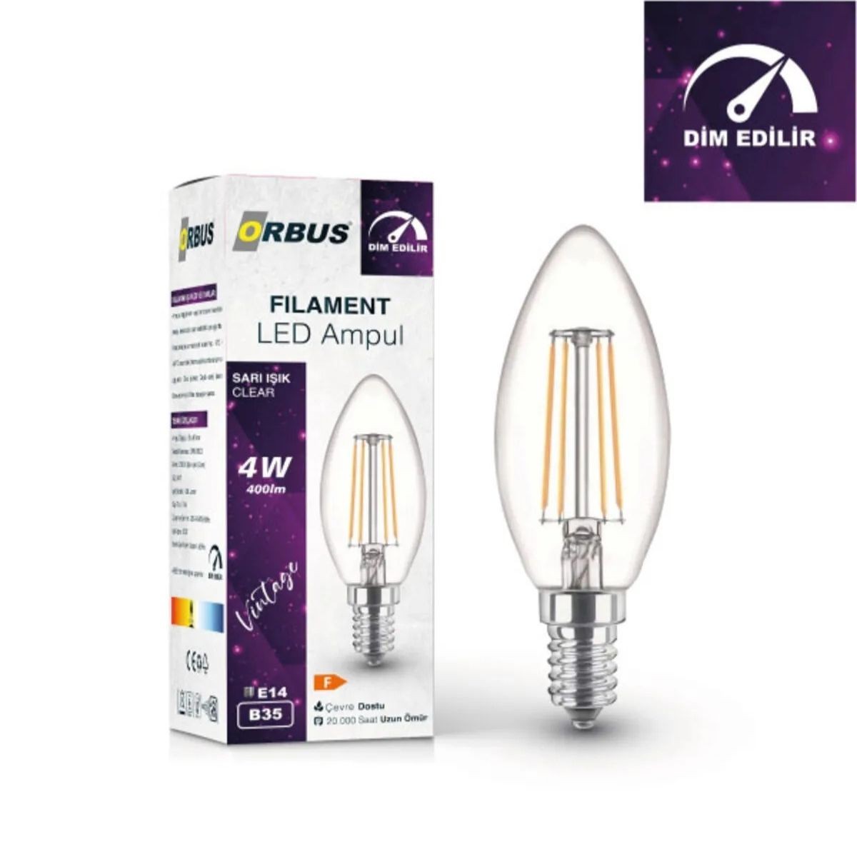 Orbus 4W E14 Filament LED Ampul - Dim Edilebilir – DBC3