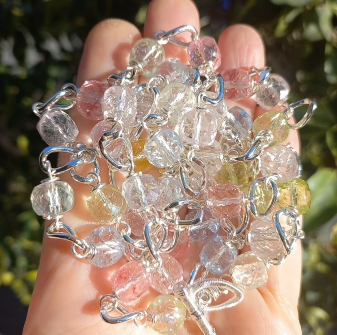 Sibelce 2126 Necef (Dağ Kristali) El Yapımı Uzun Kolye