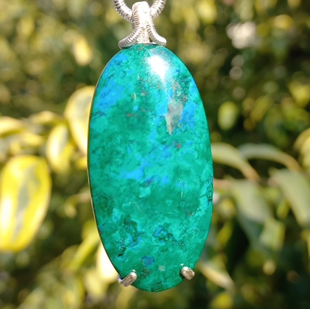 Sibelce 2129 Krizokol Akik Aventurin Turkuaz El Yapımı Kolye