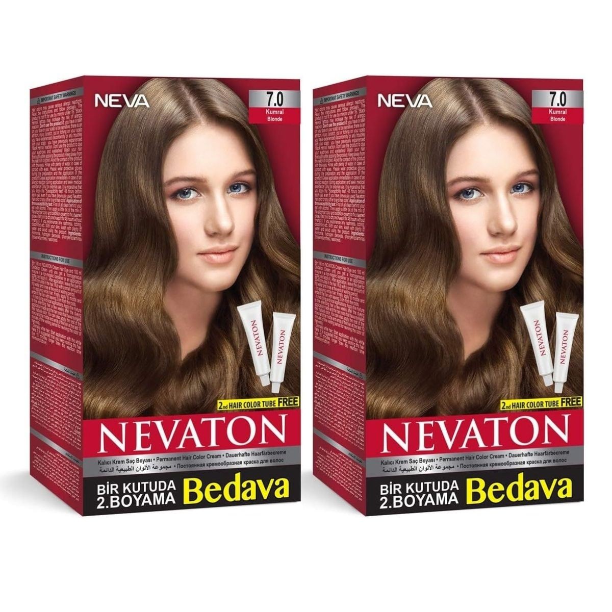 Nevaton 7.0 Kumral 2x50ml Saç Boyası 15ml Saç Bakım Maskesi