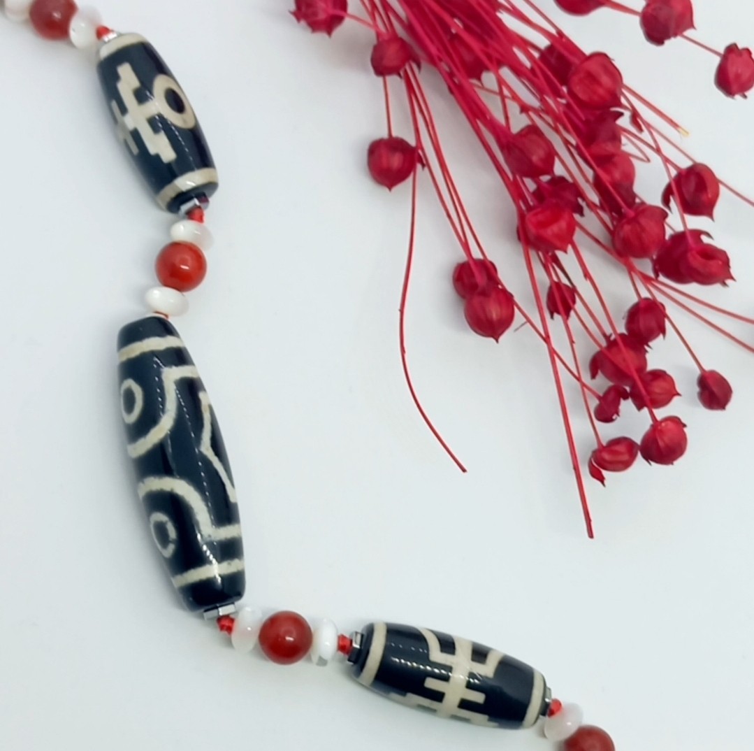 Sibelce 2141 Tibet Akik Mercan Sedef El Yapımı Düğümlü Bileklik