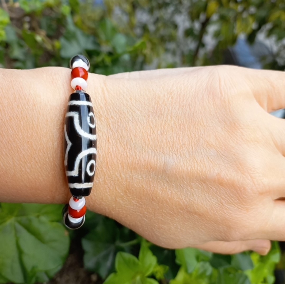 Sibelce 2141 Tibet Akik Mercan Sedef El Yapımı Düğümlü Bileklik