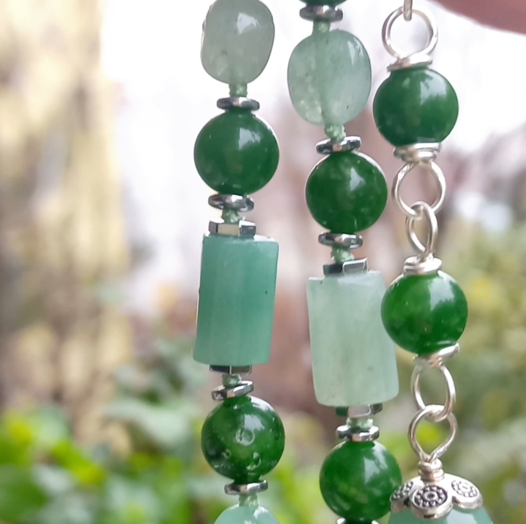 2163 Krizopras Aventurin Yeşim el yapımı kolye