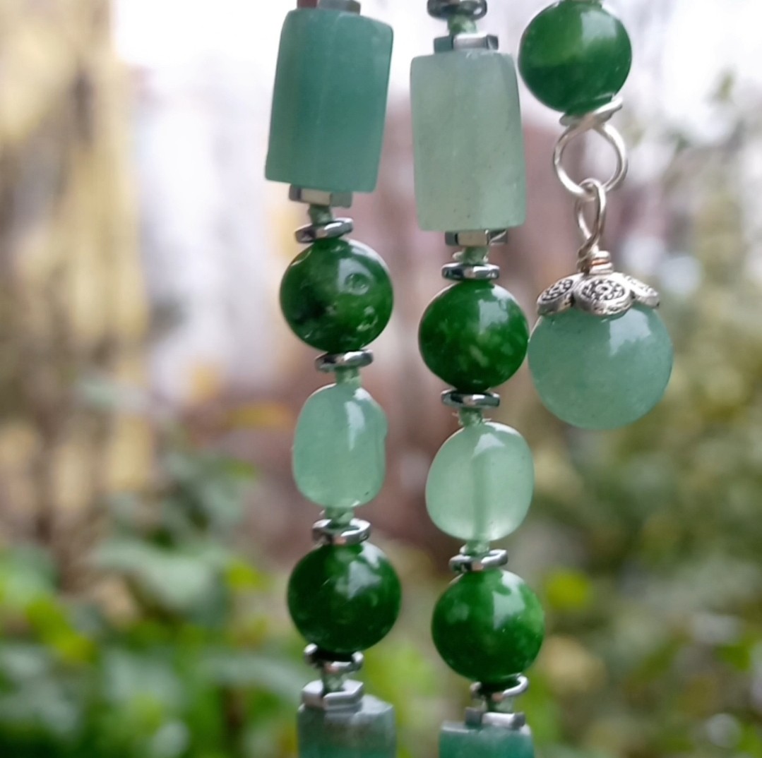 2163 Krizopras Aventurin Yeşim el yapımı kolye