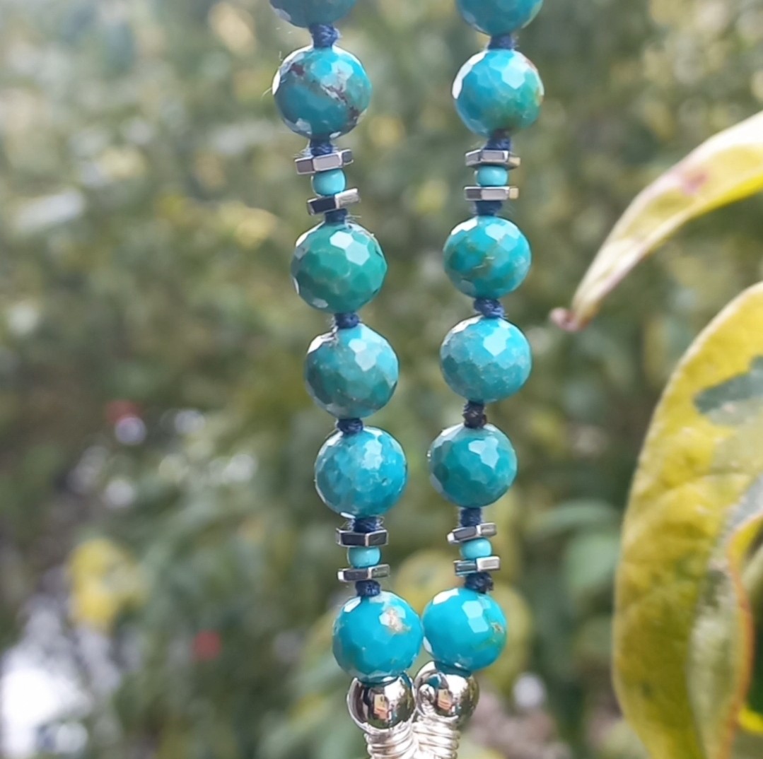 2166 Shutatkite azurite İran Turkuaz el yapımı kolye