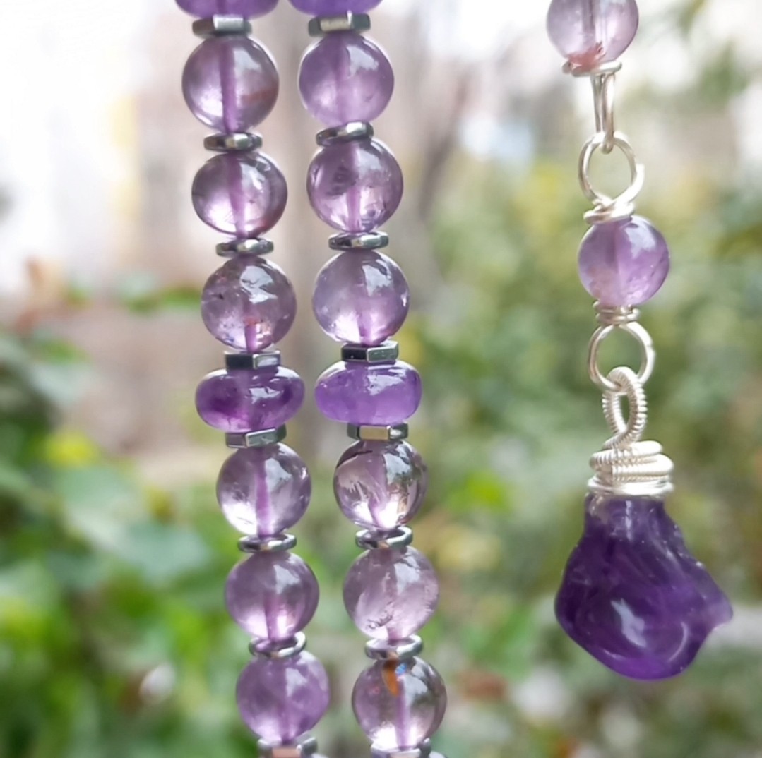 2182 Labradorit Ametist el yapımı kolye