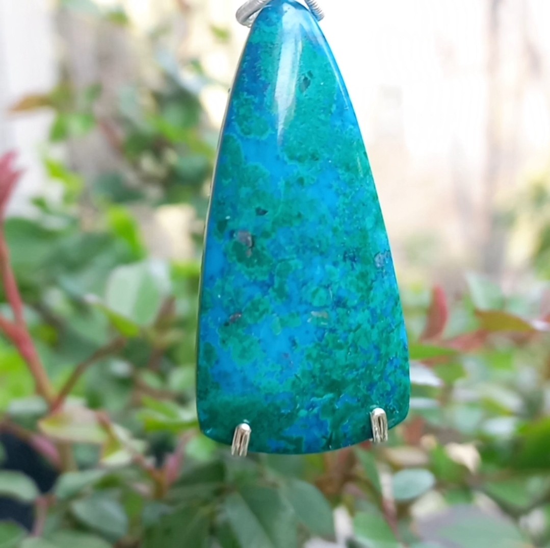 2187 Krizokol Aventurin Turkuaz Sedef el yapımı kolye