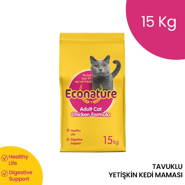 Econature Tavuklu Yetişkin Kedi Maması Sarı Ambalaj 15 Kg