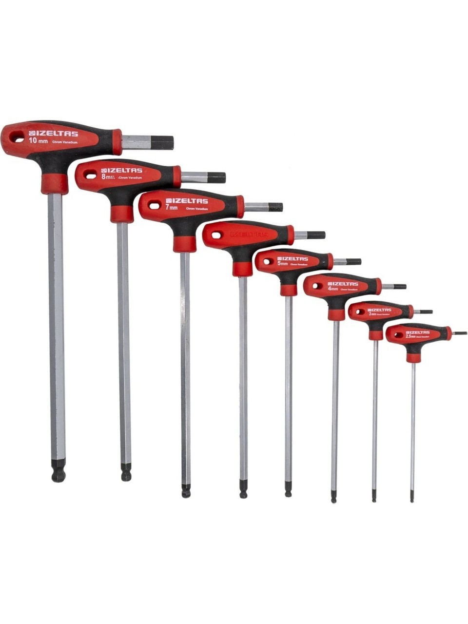 İZELTAŞ 8Lİ T TİPİ YUVARLAK BAŞLI ALLEN ANAHTAR TAKIMI