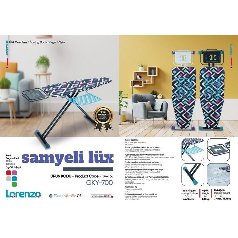 Samyeli Lux Sepetli Fişli Ütü Masası 44x126