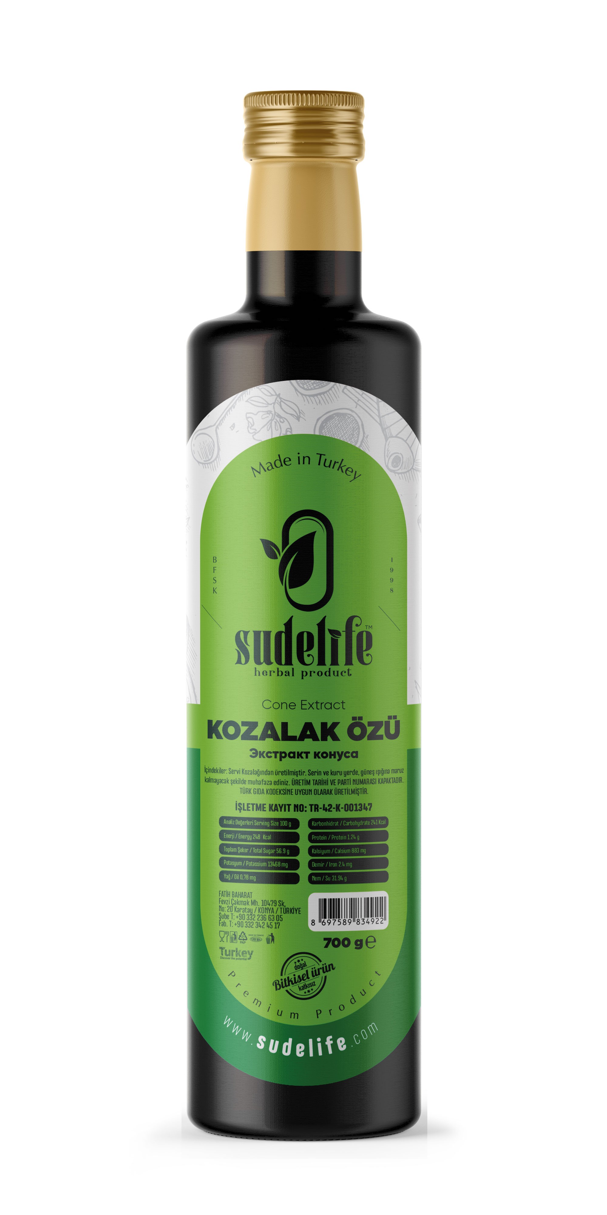 Sudelife Kozalak Özü Şişe 700 G