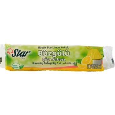 Star Büzgülü Çöp Poşeti Torbası Büyük Boy 65x70 Limon