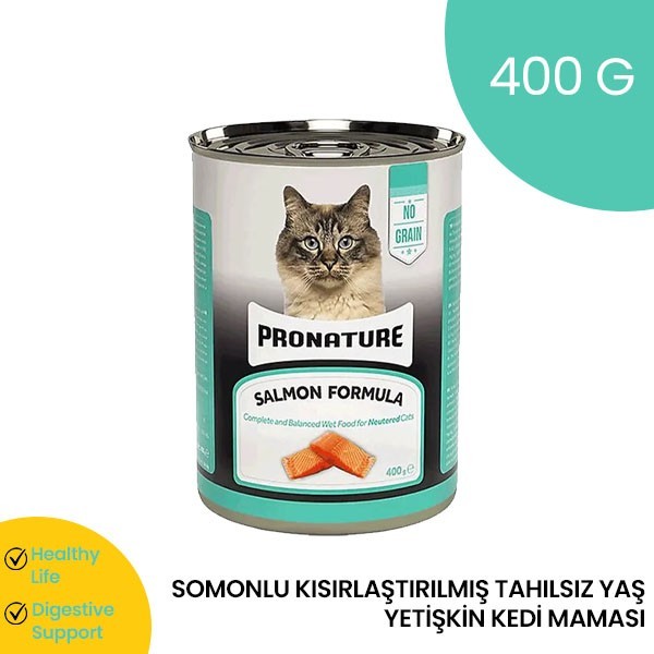 Pronature Tahılsız Somonlu Kısırlaştırılmış Yetişkin (Adult) Kedi Konserve Mama 400 G