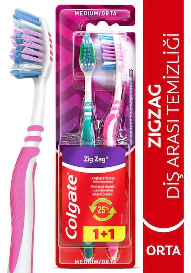 Colgate ZigZag Diş Fırçası Orta 1+1