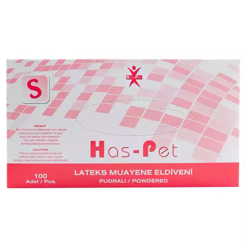 Haspet Muayene Eldiveni Pudralı Small 100' lü Şeffaf