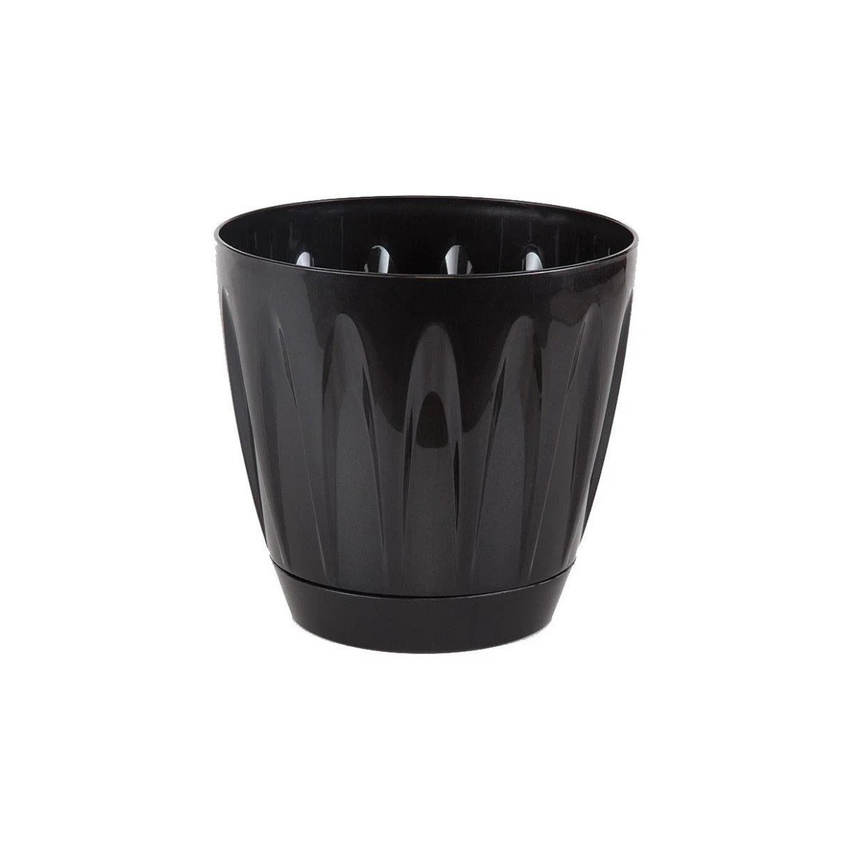 Serinova Papatya Saksı 6 No Takım Saten Siyah