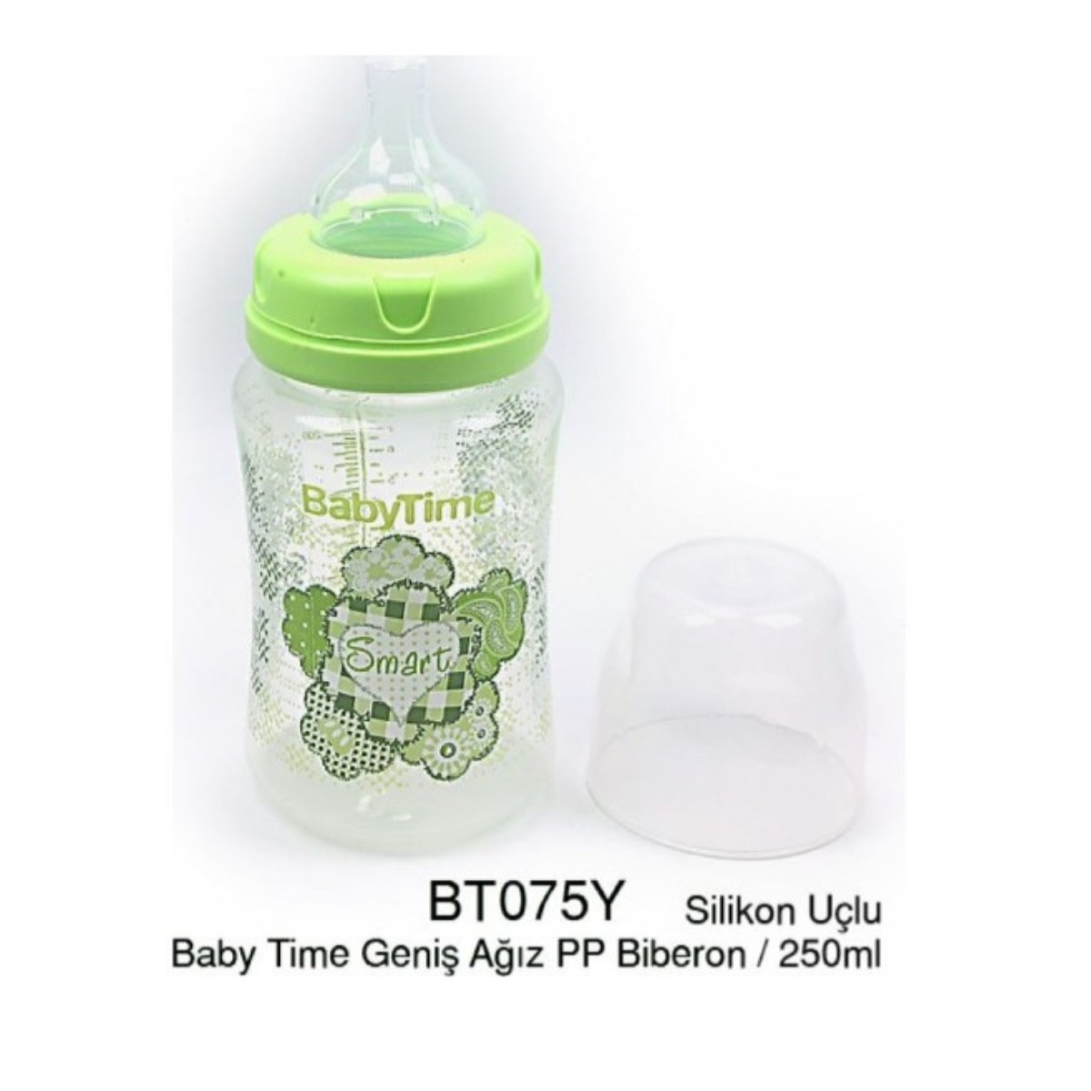 BabyTime Geniş Ağız PP Biberon 250 ml 1 Numara 0-6 Ay BT075 Mint
