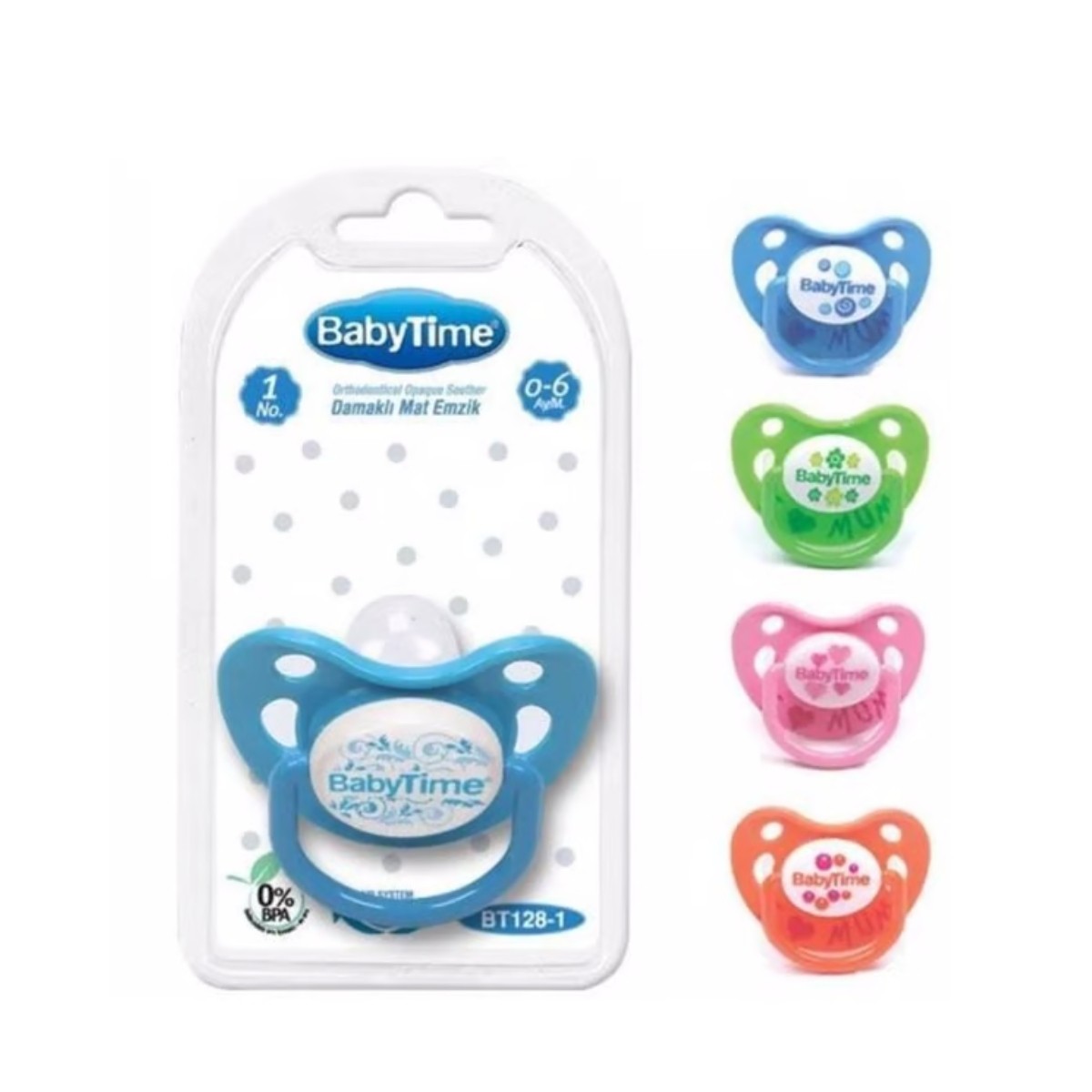 BabyTime Damaklı Mat Emzik 1 Numara 0-6 Ay BT128-1 Kırmızı Kalpli