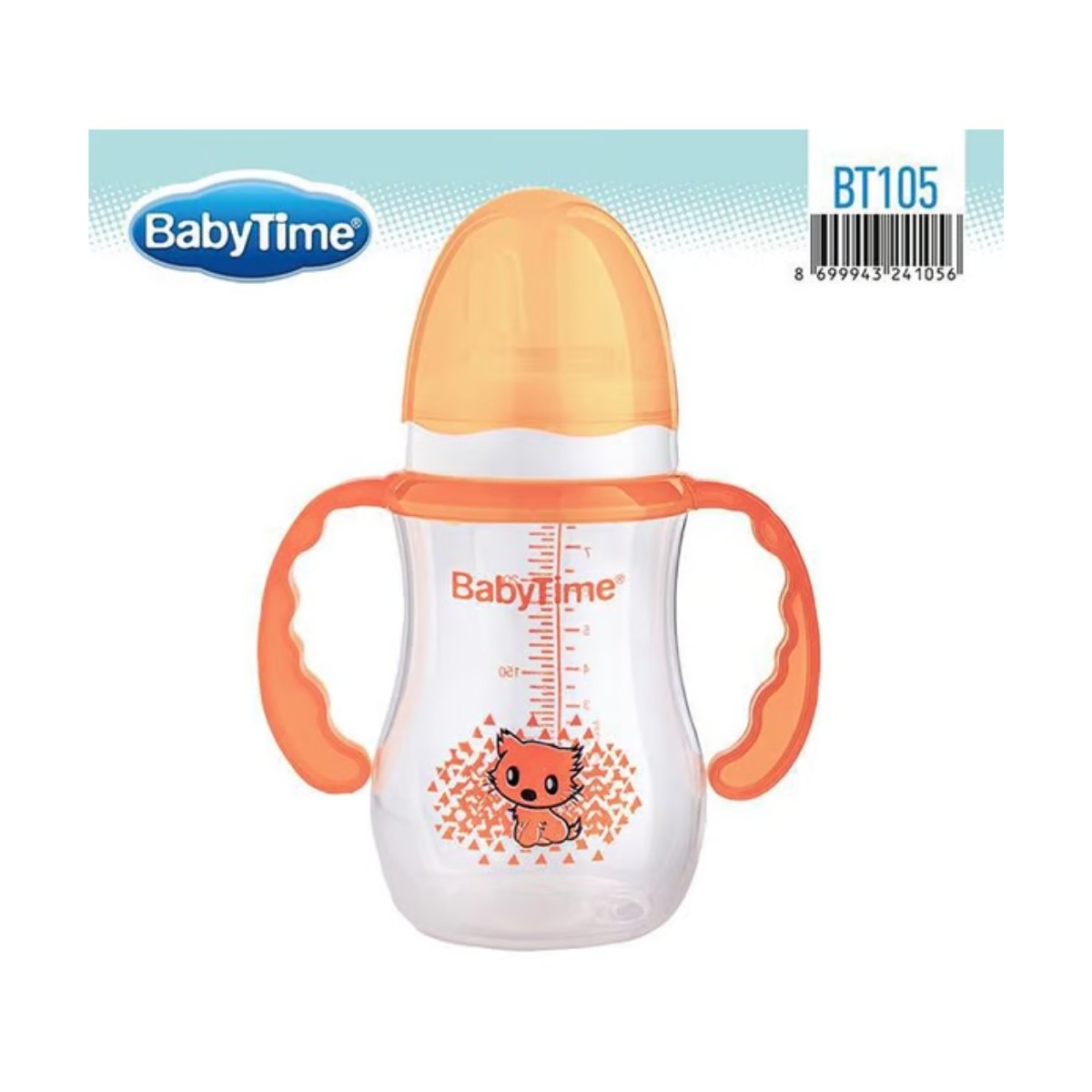 BabyTime Damla Akıtmaz Kulplu Bardak 250 ml BT105 Turuncu