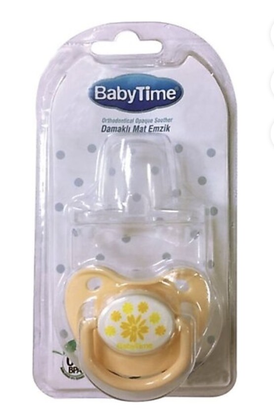 BabyTime Damaklı Kiraz Uçlu Şeffaf Desenli Emzik 2 Numara 6-18 Ay BT147-2 Turuncu Çiçek