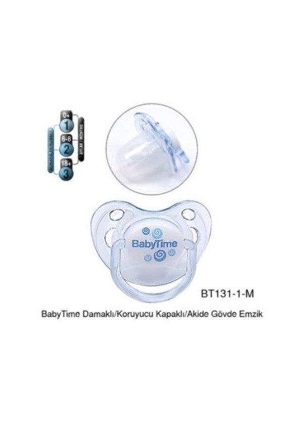 BabyTime Damaklı Şeffaf Desenli Emzik 3 Numara 18+ Ay BT136-3 Mavi Spiral