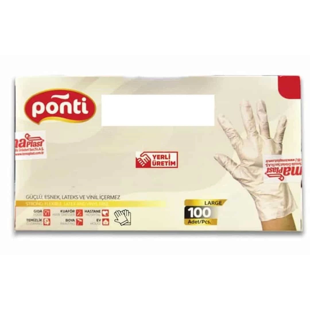 Ponti Polyvin Eldiven Siyah Paket - Small