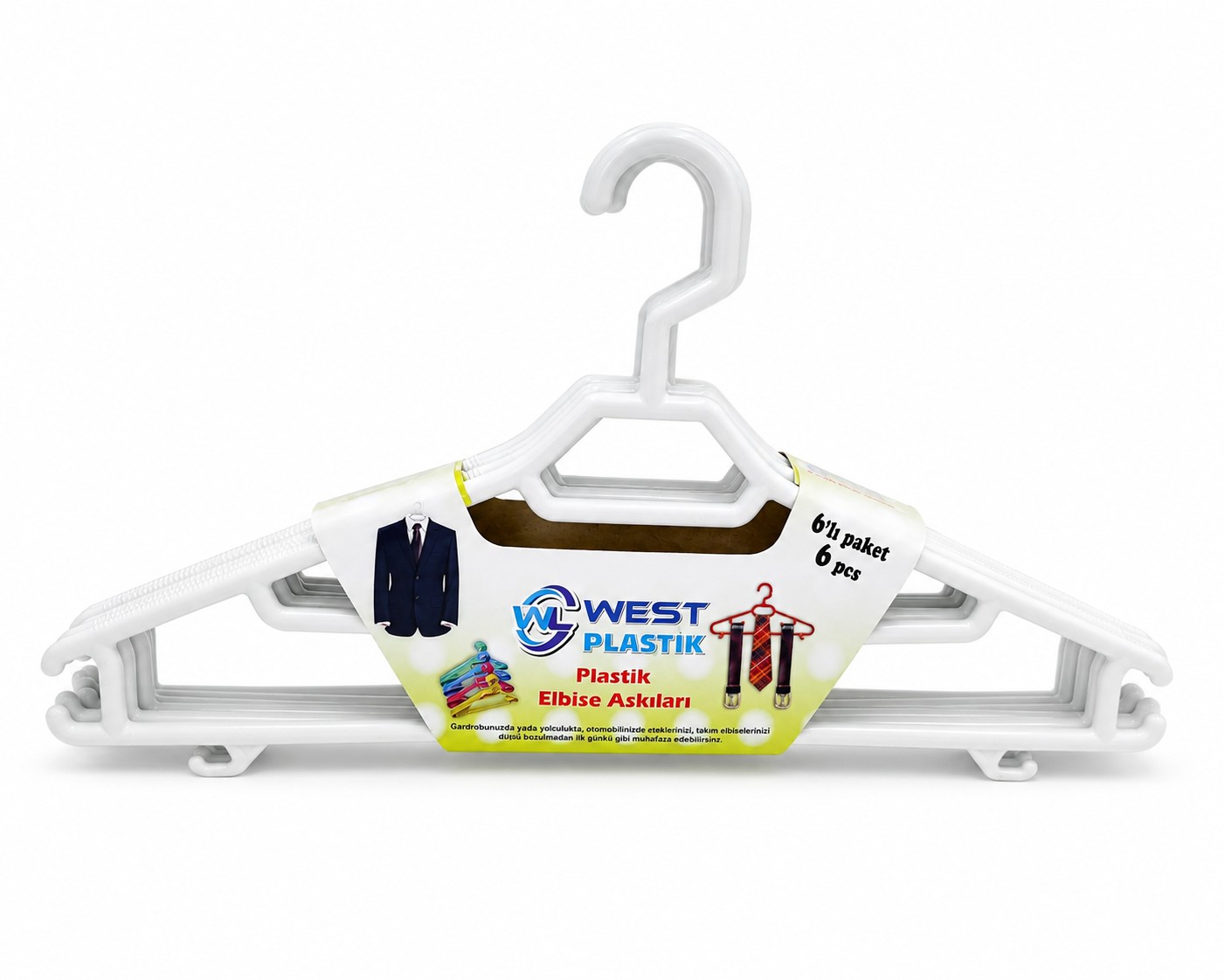 West Plastik Elbise Askısı 6'lı