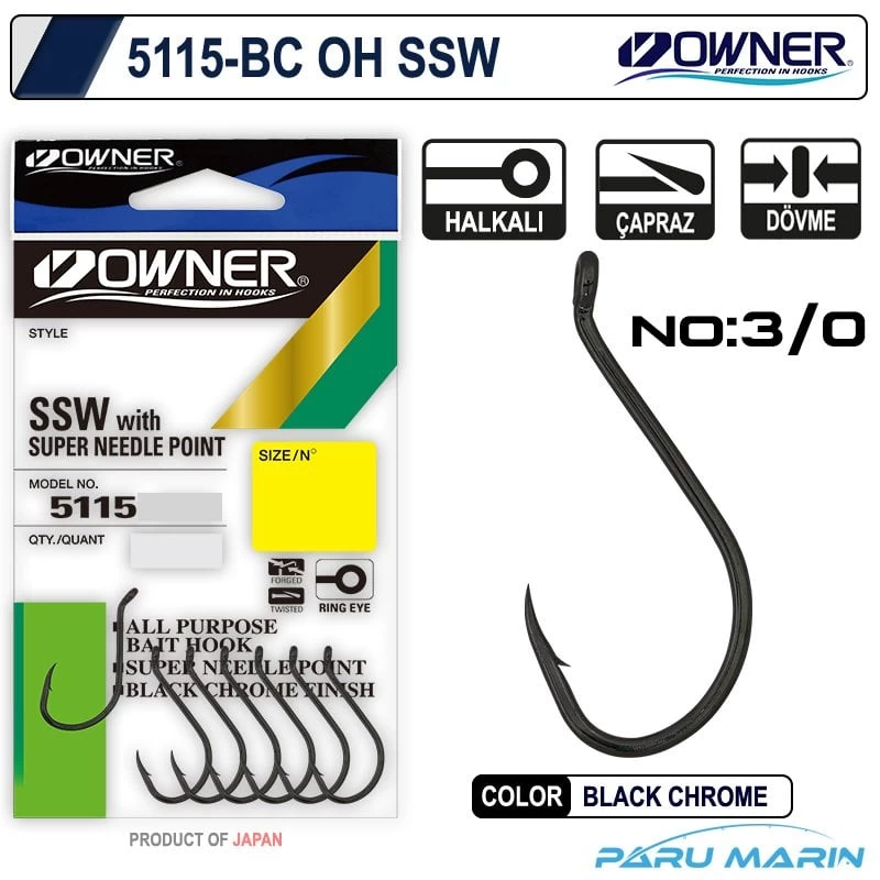 Owner 5115 3/0 Siyah Nikel İğne
