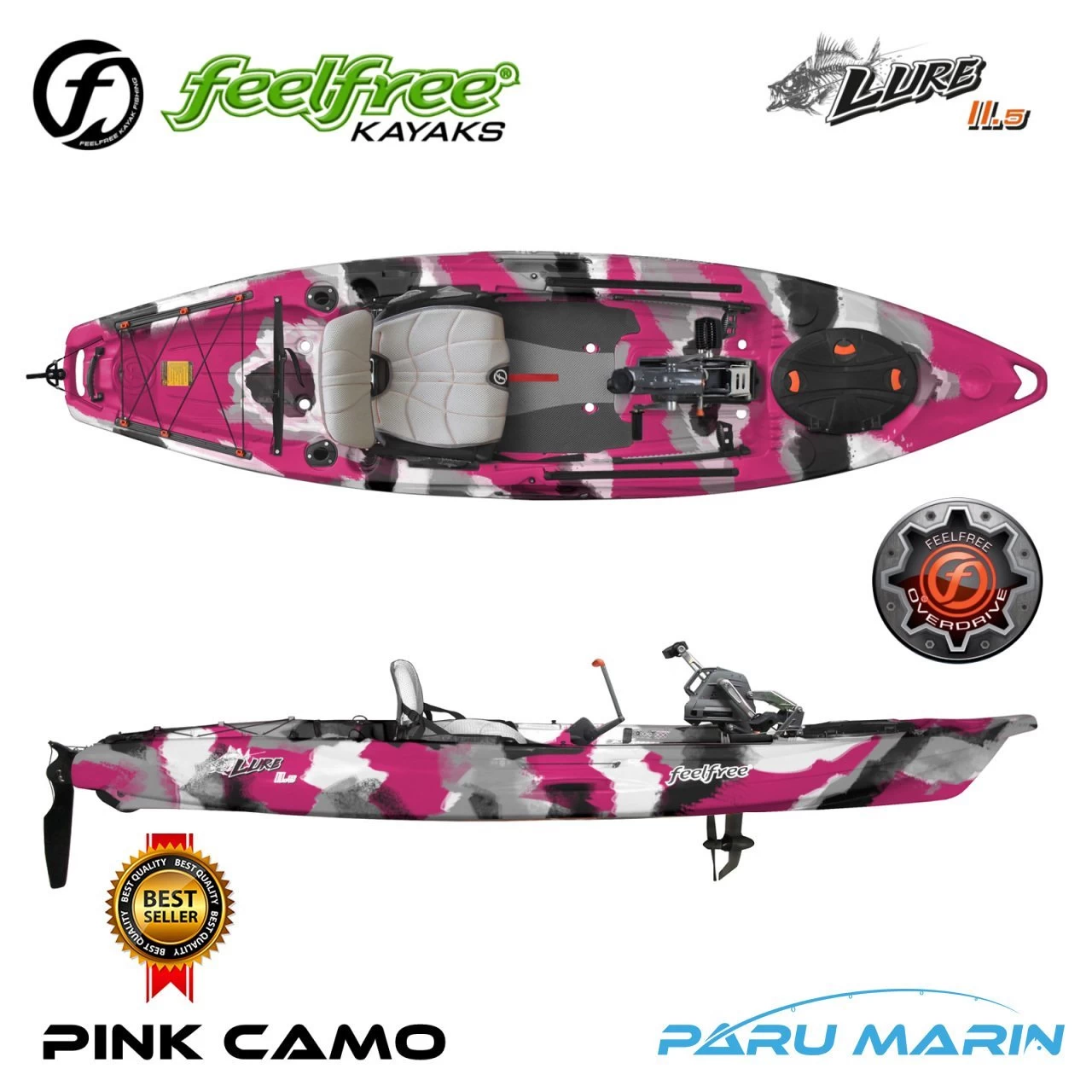 Feelfree Lure 11.5 Pink Camo Overdrive Pedallı Kano