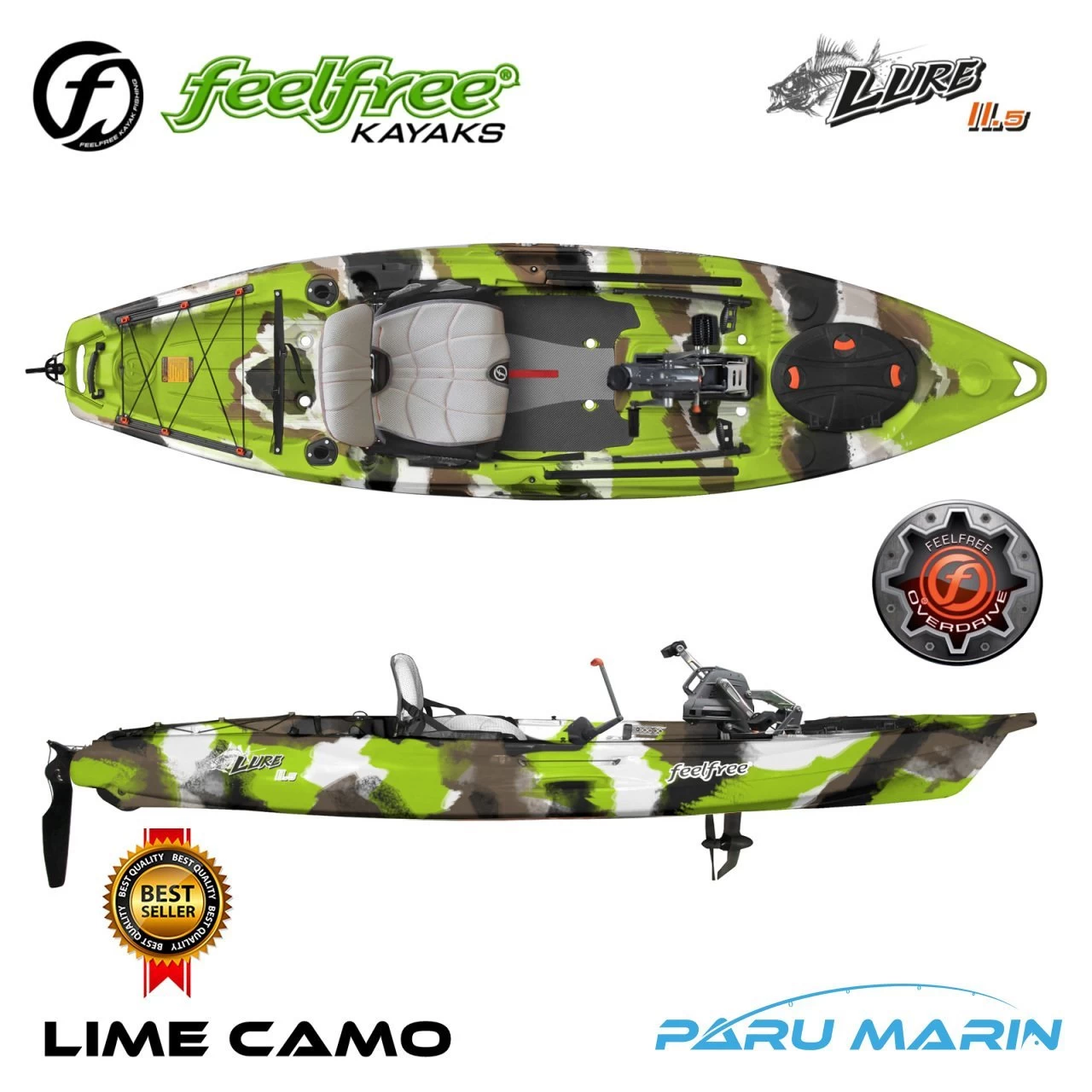 Feelfree Lure 11.5 Lime Camo Overdrive Pedallı Kano